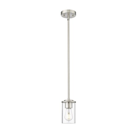 Z-Lite Thayer Pendant, 1-Light, 4.75 In.W x 7.5 In.H, Brushed Nickel/Clear 742MP-BN